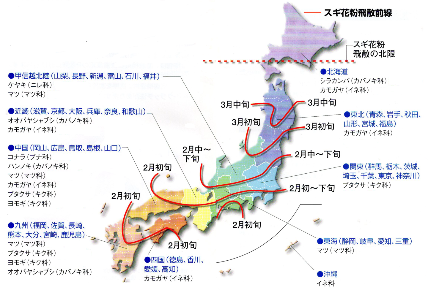 スギ花粉飛散前線